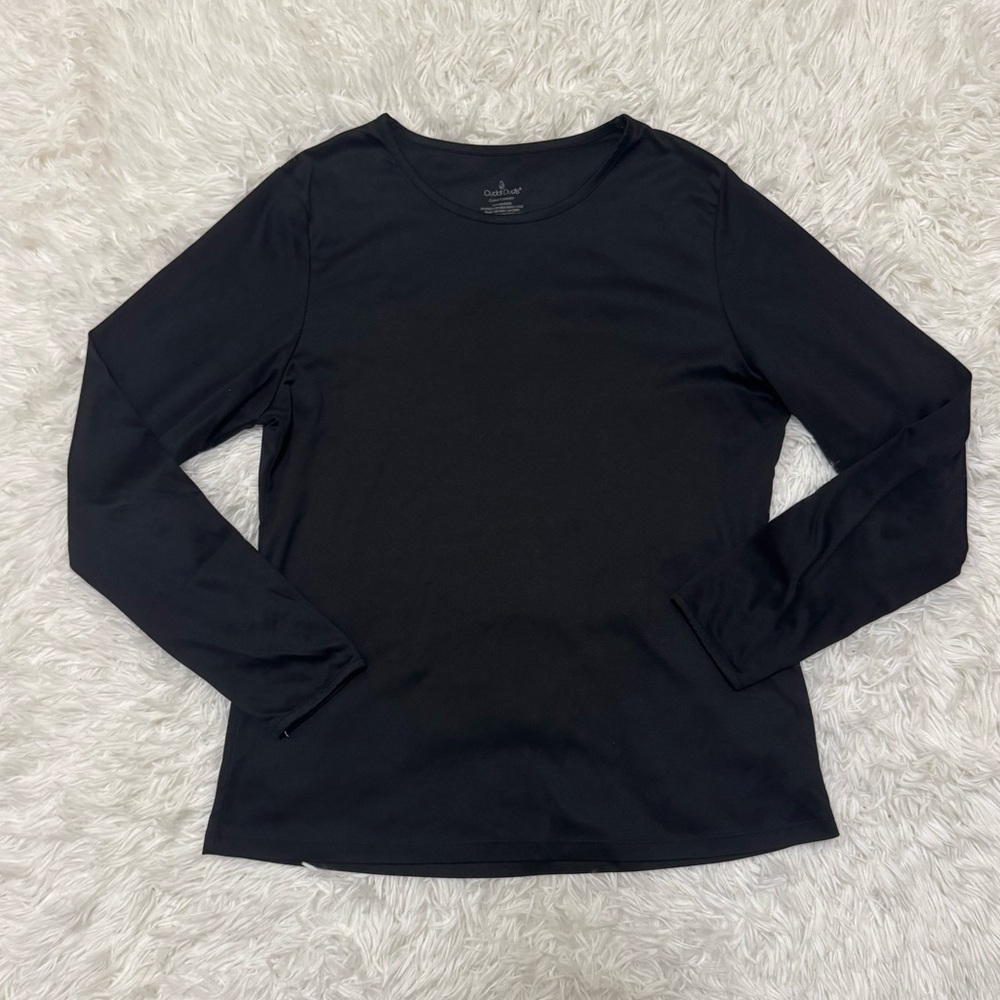Cuddl Duds Black Fitted Long Sleeve T-Shirt